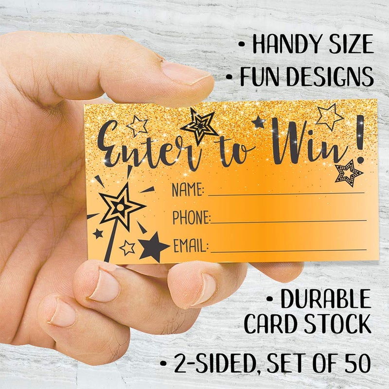 Lone Star Art Glittery Raffle Cards Enter to Win - Great for Christmas Party Raffle and Fund Raisings, Raffle Tickets Coupons, Set of 50 Double Sided Raffle Stationery Cards (No Messy Real Glitter) - Image 4